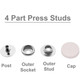 15mm 4 Part Press Studs With Silver Componants